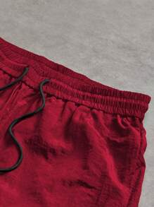 Sport MetroGents Men's Letter Print Drawstring Waist Casual Sports Pants Workout Clothes Running Pants, Men's Sports Pants, Men's Joggers, Sports Pants, Baggy Gym Clothes - Red - View 3