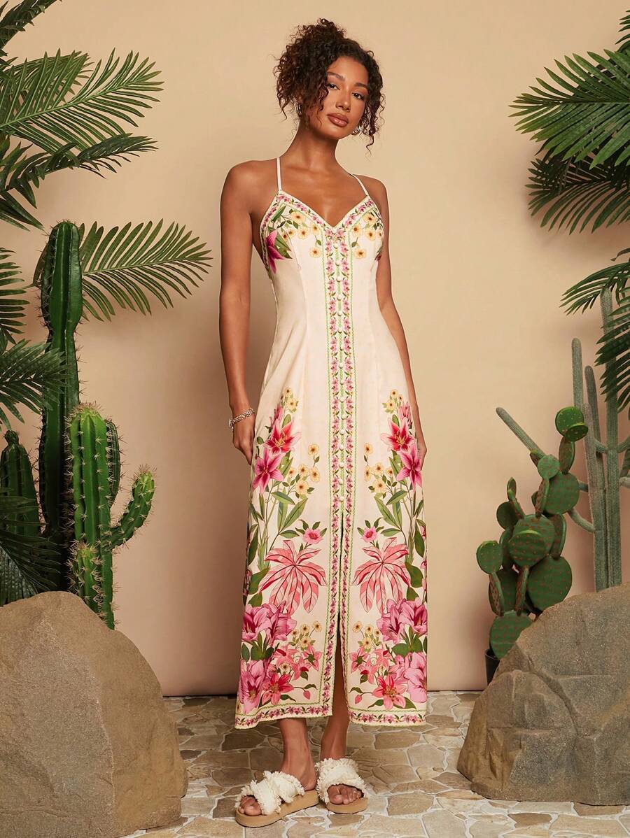Travachic Váy không tay họa tiết hoa cho kỳ nghỉ thường ngày của phụ nữ, Mùa hè, Trang phục mùa hè cho phụ nữ, Đồ đi biển, Trang phục đi biển cho phụ nữ, Trang phục nghỉ mát cho phụ nữ, Trang phục hòa nhạc cho phụ nữ, BOHO, Quần áo nghỉ mát nhiệt đới cho phụ nữ, Váy mùa hè cho phụ nữ, Trang phục ngày lễ - Nhiều màu - Xem 1