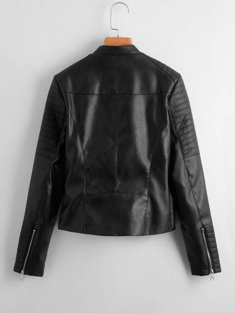 Zip Up Pu Moto Jacket In Fall/Winter