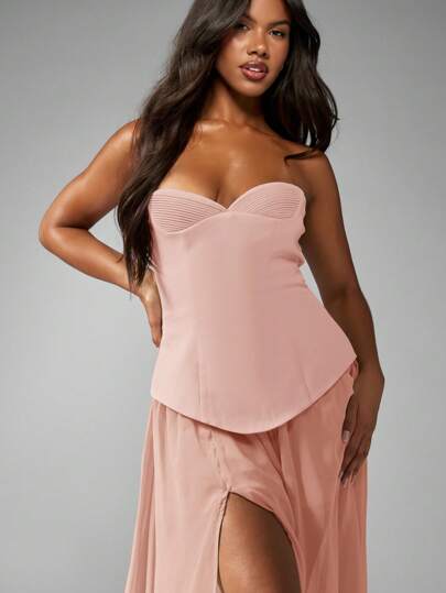 MISSGUIDED Strapless Structured Corset Bodice A Line Maxi DressMISSGUIDED