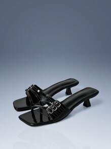 CUCCOO GRLICON 女士高跟凉鞋，Y2K风格，朋克摇滚，机车风，酷女孩，适合万圣节、圣诞节、派对 - 黑色 - 查看 1