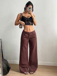 SHEIN ICON 女士秋季休闲宽松低腰阔腿牛仔裤