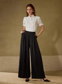 MOTF PREMIUM FOLD PLEATED WIDE LEG SUIT PANTS