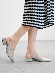 CUCCOO BIZCHIC Women's Pointed Toe Adjustable Buckle Design Flat Loafers - Silver - View 5