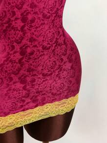 Amplova Fairycore Wedding Guest Dress Women Lace Patchwork Jacquard Bodycon Mini Dress