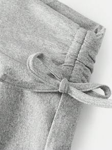 SHEIN Girlism 青少年女孩休闲纯色抽绳腰部卷边针织迷你裙