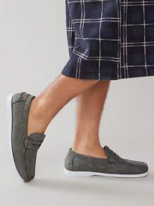 SHUZIA Mediterranean Luxe Men's Pearl Grey Slip On Summer Charming Walk Loafers - Soft& Breathable Lining | Italian-Inspired Penny Keeper For Yacht Clubs To Urban Escapes