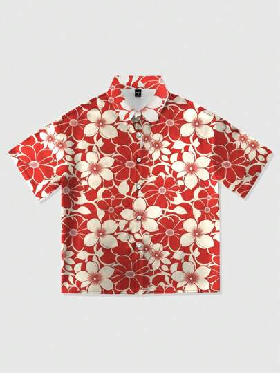 Street Life قميص كاجوال قصير الأكمام مطبوع للرجال