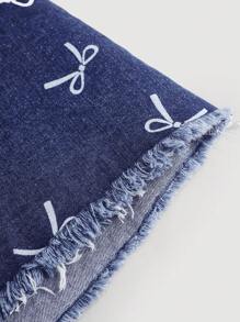 SHEIN MOD Große Größen Denim Shorts, lässig geschnitten mit hoher Taille und Schleifendekor, blau