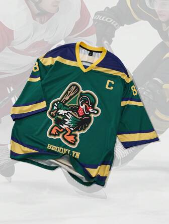 Prep T-shirt à manches courtes de style sportif américain de hockey, Y2K streetwear, automne