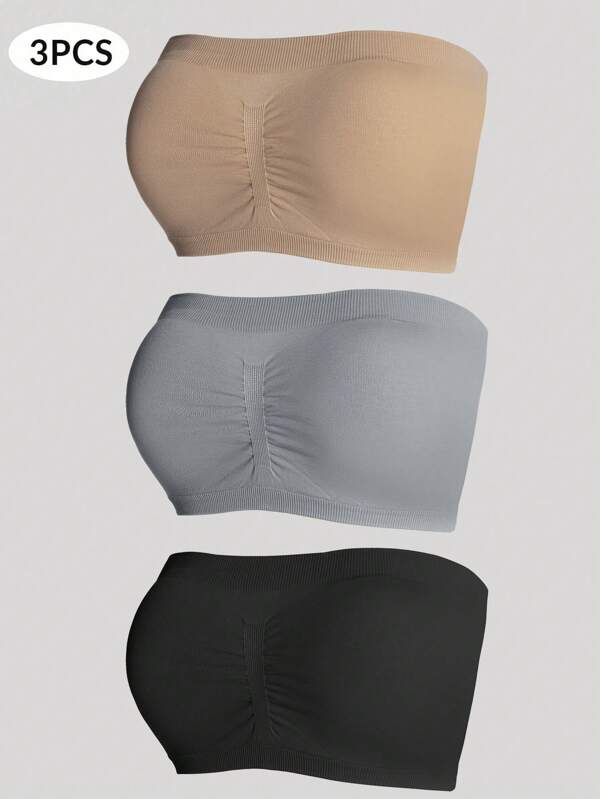 Shein Underwear&Sleepwear Basics 3pcs Set Seamless Elegant Plus Size Bras & Wireless Bras