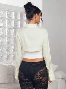 SHEIN ICON 春夏无袖条纹休闲度假衬衫 - 黃色 - 查看 2