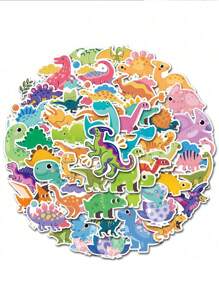 50 piezas de pegatinas impermeables con diseños de dinosaurios, texto curativo, texto de incentivo, gatos divertidos, temas de animales, temas de texto, dibujos animados, para smartphone, portátil, botella de agua, fundas de teléfono, camping, tema de dinosaurios, vinilos para fiesta de cumpleaños y festival
