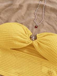 Soleia Parte superior tipo tubo con textura de estrella de mar hueca para vacaciones, para mujer - Amarillo - Ver 3