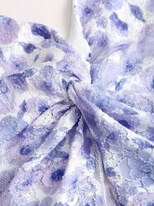 Sweetra Women's Sexy Halter Neck Knot Lace Mesh Fitted Summer Camisole Top - Purple - View 4