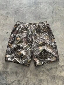AXEPEAK 男士数码印花宽松梭织短裤，适合夏季，街头风格 - 彩色 - 查看 2