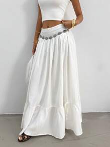 SHEIN EZwear 女士时尚双面半身裙，适合夏季 - 白色 - 查看 7