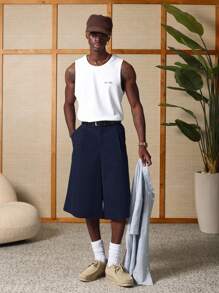 SUMWON Pantalones cortos plisados de pierna ancha para vacaciones de verano, estilo culotte de longitud hasta la rodilla, palazzo de cintura media, para uso casual, de fiesta, fresco y diario