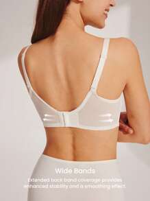 LUVLETTE Woman Lingerie Lounge Curve Full Coverage Pushup&Breathable Underwire Sexy Unlined White Lace Elegance & Mesh Minimizer Bra Bridal Intimates - White - View 2