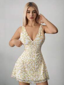 Sweetina Váy Mini Không Tay Họa Tiết Hoa Ditsy Thanh Lịch, Mùa Hè - Nhiều màu - Xem 2