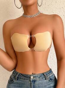 SHEIN 1 件肤色前扣透明胸花瓣 - 杏色 - 查看 5