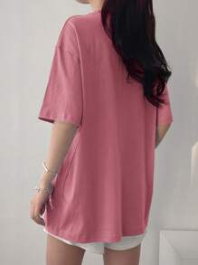 DAZY 女士圆领短袖兔子印花休闲T恤，教师服装