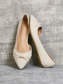 SHUZIA Women Comfortable Pointy Toe Twist Strap Flats