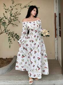 Modelyn Vestido Branco Feminino com Estampa Floral Francesa e Babados nos Ombros - Multicolorido - Visão 4