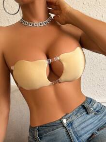 SHEIN 1 件肤色前扣透明胸花瓣 - 杏色 - 查看 4