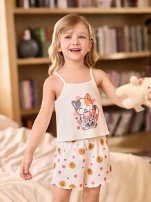 SHEIN 3 Sets Girls Cartoon Camisole & Shorts Pajama Sets - Pink - View 12