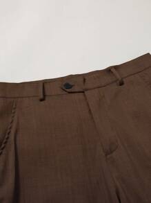 Calvornis Plus Size Men 2-Piece Solid Color Suit Set, Jacket And Pants - Mocha Brown - View 5