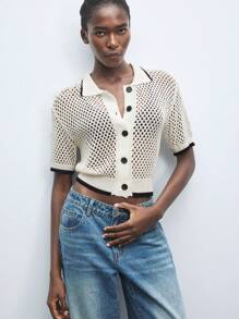 Maija Regular Loose Drop Shoulder Round Neck Knit Cardigan,Autumn Outfits For Women - White - View 6