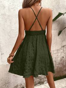 Breezaya Váy chữ A không tay có cạp chun làm từ vải có họa tiết, lý tưởng cho kỳ nghỉ hè và mặc hàng ngày cho phụ nữ trong trang phục năm mới đi nghỉ ở bãi biển - xanh quân đội - Xem 2