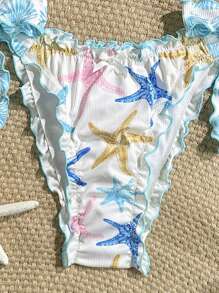 Swim Mod 2 piezas Conjunto de bikini de verano para mujer con decoración de estrella de mar, traje de baño triangular tipo halter, para ocio y vacaciones - Multicolor - Ver 4