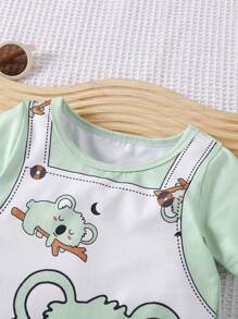 SHEIN Playful Pals Unisex Neugeborenen Baby Jungen Mädchen Outfit 2 in 1 Koala Muster Romper, geeignet für alle Anlässe im Sommer, niedlicher Koala Muster macht Baby noch süßer