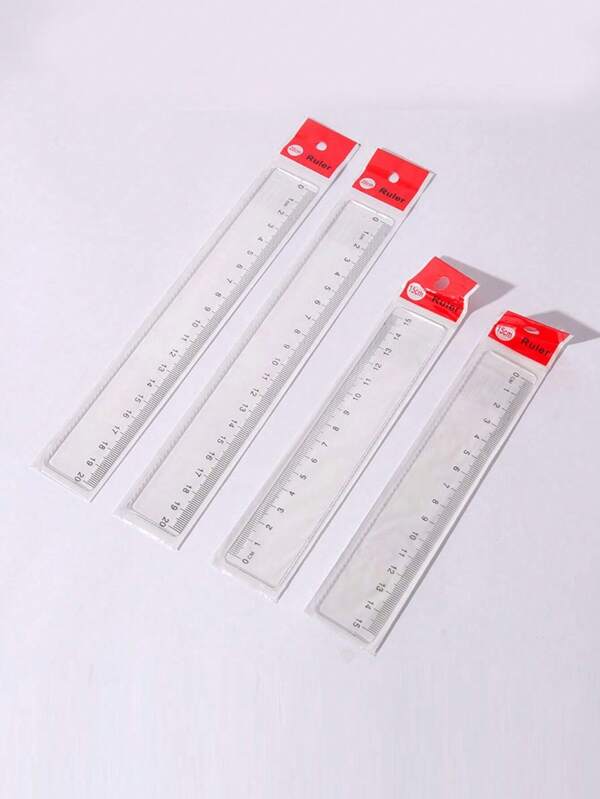 1pc/5pcs/10pcs 15cm/20cm Ruler, Drawing Ruler, Wavy Edge, Single-Sided Scale, Transparent Plastic Ruler, Measuring Tools For Students, Artists, Engineers, School And Office Supplies, Back To School Supplies