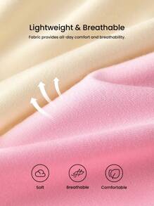 LUVLETTE 3 条装女士内裤，舒适透气基本款棉质徽标高腰平角内裤，女士平角内衣可作为外套，也适合少女和儿童