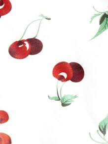 SHEIN MOD Váy dây điều chỉnh Cherry Decor cỡ lớn cho nữ - trắng - Xem 3