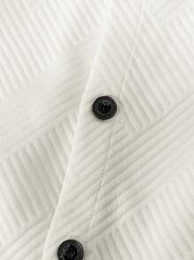 Manfinity Homme Men's Casual Solid Color Textured Button Pocket Jacket Casual Wear For Men, For Fall