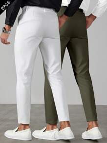 Manfinity Bizformal Quần âu công sở nam phong cách giản dị, INS kết hợp với quần dài tiết kiệm chi phí. Sản phẩm này có thiết kế thắt lưng, phù hợp để đi làm, tiệc tùng và mặc hàng ngày. Sản phẩm cũng là món quà lý tưởng cho bạn trai hoặc chồng. Quần âu công sở nam màu trơn có dây rút eo, quần âu, quần âu, quần âu, quần thiết yếu, gói quần nam - Nhiều màu - Xem 4