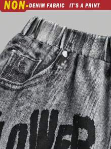 SHEIN Explorewe Tween Girl 2pcs Knitted One Shoulder Top And Distressed Denim Shorts, Casual And Versatile - Black - View 7