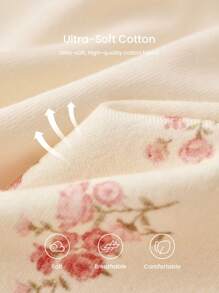 LUVLETTE 3条装柔软透气棉质基本款花卉印花蕾丝边中腰女士内裤 - 彩色 - 查看 6