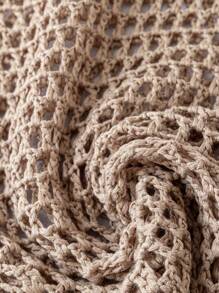 女士夏季海滩度假流苏下摆钩针披肩、流苏连衣裙 - 灰色 - 查看 6