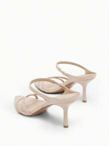 CUCCOO BIZCHIC Apricot Mirror Pu Pointed Toe Kitten Heel Women'S Sandals For Summer Graduation Heels Prom Heels Vacation Shoes Summer Elegant Basics Business Casual Business Chic Spring Shoes Spring Break Easter