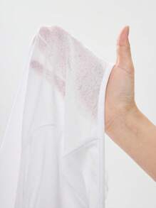 Solid V-Neck Sheer Long Sleeve Athletic T-Shirt, Summer - White - View 6