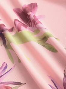 SHEIN Sweetro Áo crop top in hoa cổ chữ V hở vai gợi cảm phong cách mới cho nữ, dáng ôm bó sát, tôn dáng - Hồng - Xem 7