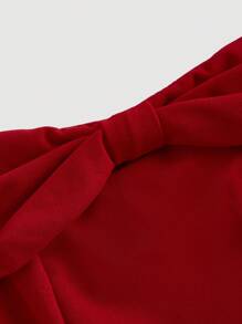 SHEIN MOD 女士红色露背蝴蝶结迷你派对连衣裙 - 紅色 - 查看 3