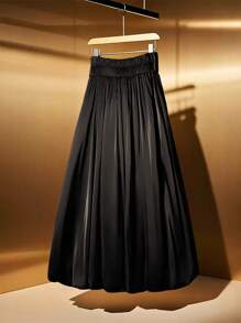 Regalyn Plus Size Elegant Lady Bow Decor Bubble Hem Skirt Fall Cloth For Women