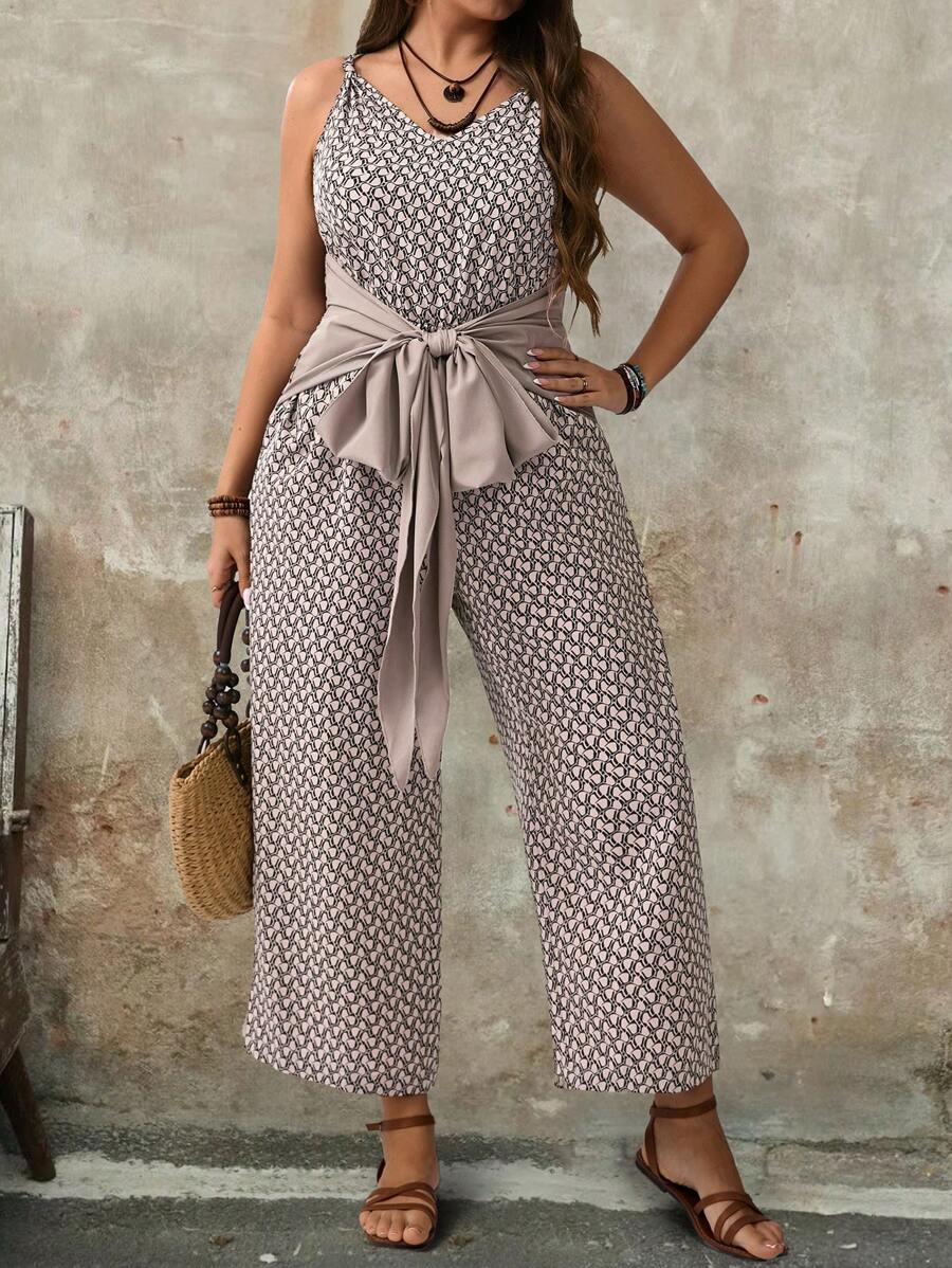 Breezaya Tuta comoda e casual con stampa floreale e coulisse, per donna in taglie forti