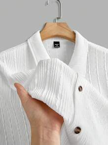 Manfinity RelaxMax Men Solid Color Plain Button-Down Casual Short-Sleeve Shirt For Boyfriend Gift Men Summer Shirtswhite Top For Menwhite Tops For Menwhite Men Shirt
